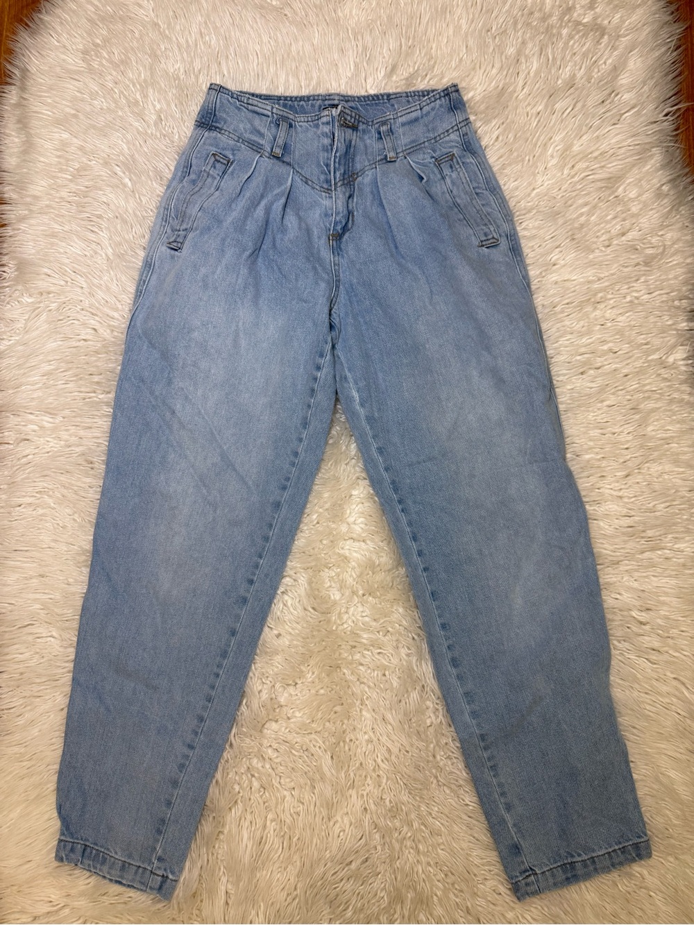 BDG Light Blue Pleated High-Waist Mom Jeans